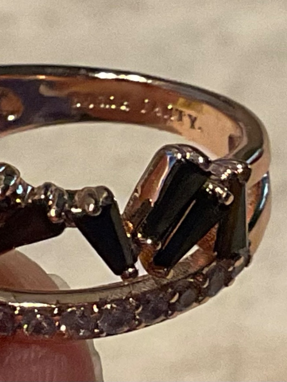 Bomb Party Ring Love Me True Black onyx CZ Rose Gold size 6 new - Picture 7 of 7